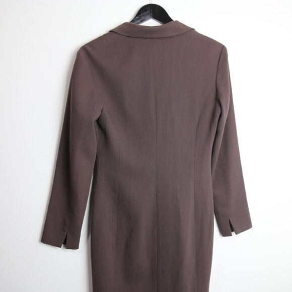 Club Monaco Vintage Wool Brown Maeve Longlined Button Down Trench Coat Size 4 - Picture 5 of 5